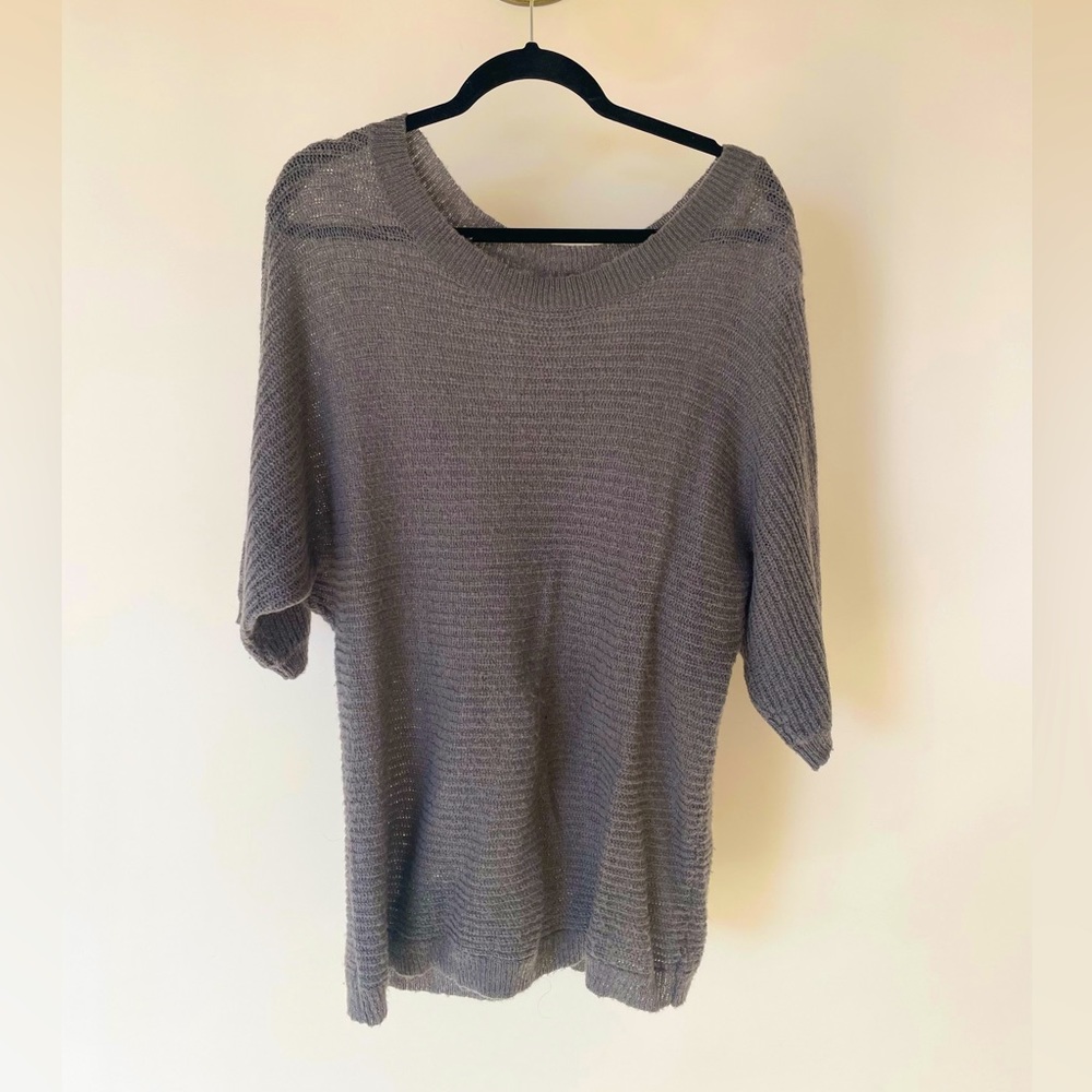 XL knit 3/4 sleeve grey sweater